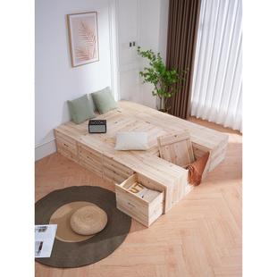 定制榻榻米木箱子拼床实木储物箱加宽拼接床多功能可坐飘窗收纳柜