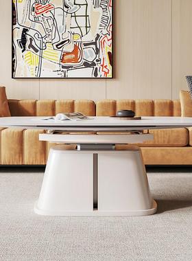 电动升降茶几餐桌两用二合一多功能折叠可移动岩板全自动客厅家用