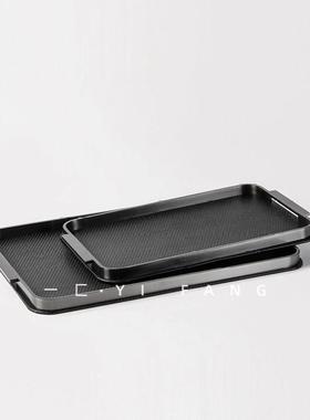 一匚现代轻奢样板间金属皮革托盘摆件售楼部客厅餐厅书房桌面摆件