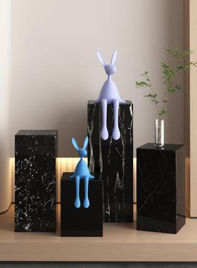 黑色大理石底座雕塑装饰展示架定制酒店家居客厅落地式石墩装饰桌