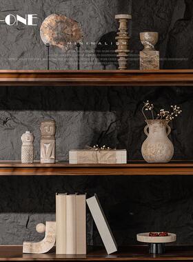 中古侘寂风办公室壁龛装饰品客厅书房开放格复古怀旧美式家居摆件