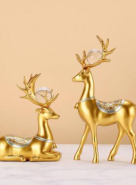 招财鹿摆件轻奢高档创意酒柜装饰品客厅办公桌面家居乔迁新居礼品