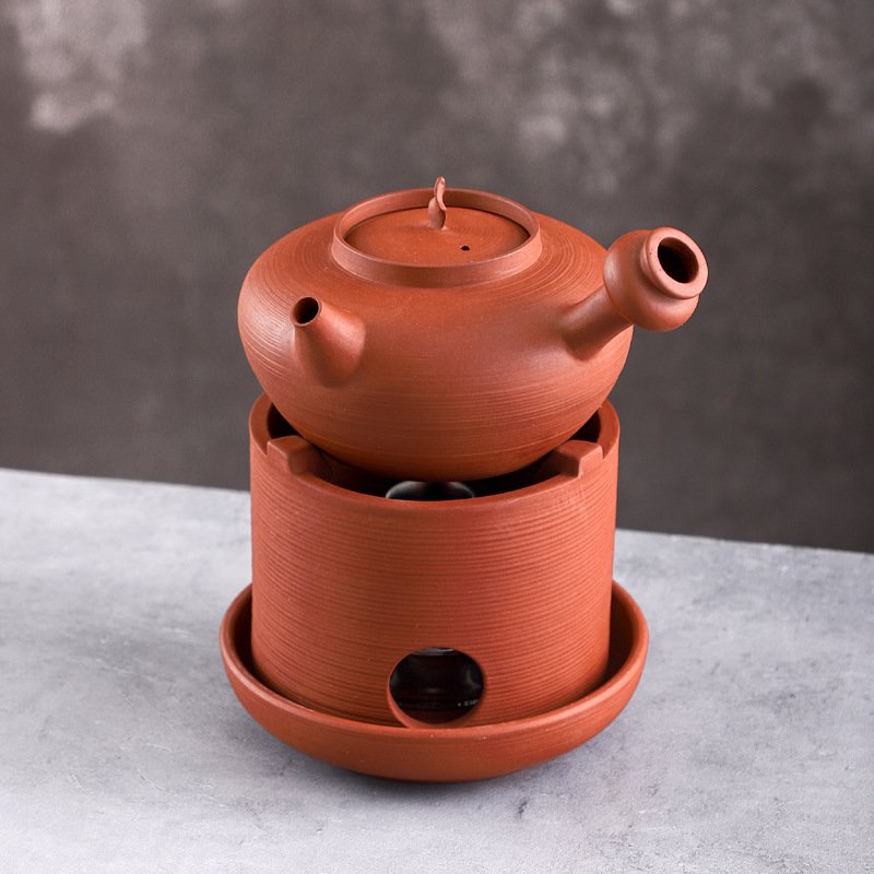 户外旅行茶具酒精炉煮茶套装潮州手拉砂铫壶侧把壶煮茶炉温茶底座