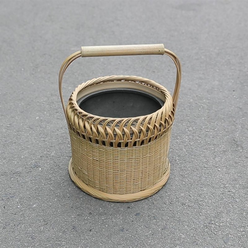 老式烘笼竹编碳火盆火篮烧炭取暖怀炉烘笼家用老人手提竹编烤火笼