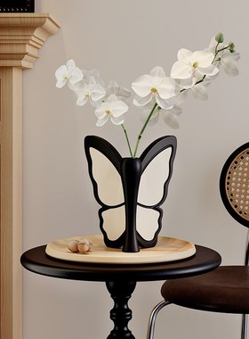 中古风蝴蝶花瓶摆件轻奢高级感客厅玄关柜桌面摆设法式复古装饰品