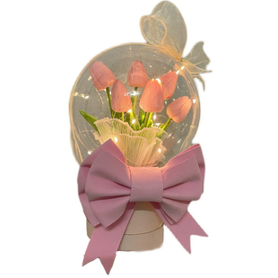 言午手作郁金香粉色抱抱桶花束DIY材料包少女心送闺蜜女朋友