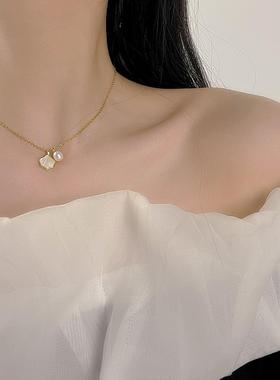 十里间【大海里的贝壳】甜美淡水珍珠白贝母项链银针耳环百搭通勤