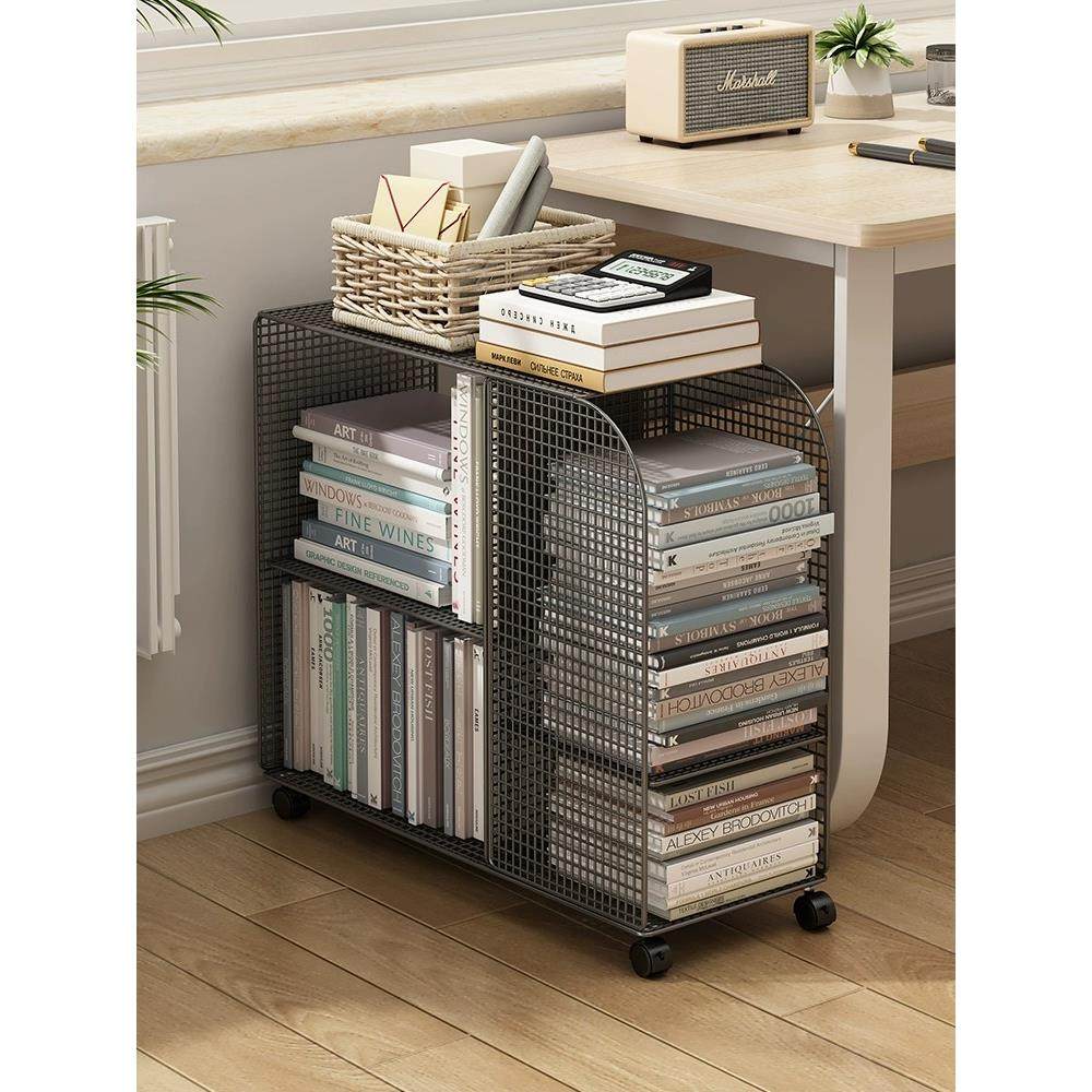 桌下书架置物架落地可移动小推车带轮书本收纳书桌旁学生简易书柜