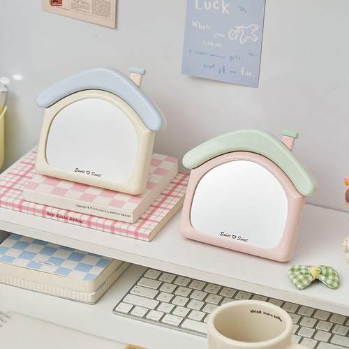 镜子化妆镜可爱学生宿舍便携小镜子高清办公室桌面台式可立梳妆镜