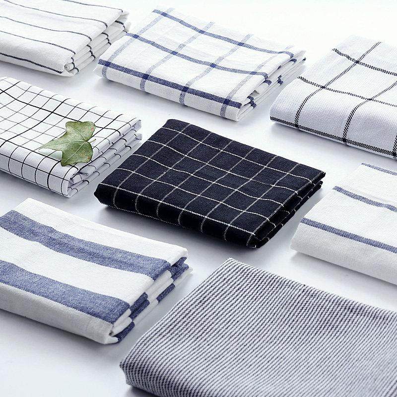 日式纯棉餐垫布艺餐布餐巾棉麻条纹格子西餐垫隔热垫桌布拍照背景