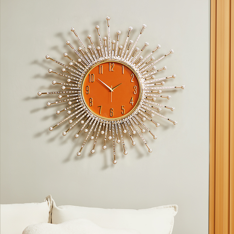 现代轻奢创意钟表挂n钟客厅家用简约太阳时钟别墅大气豪华挂墙表