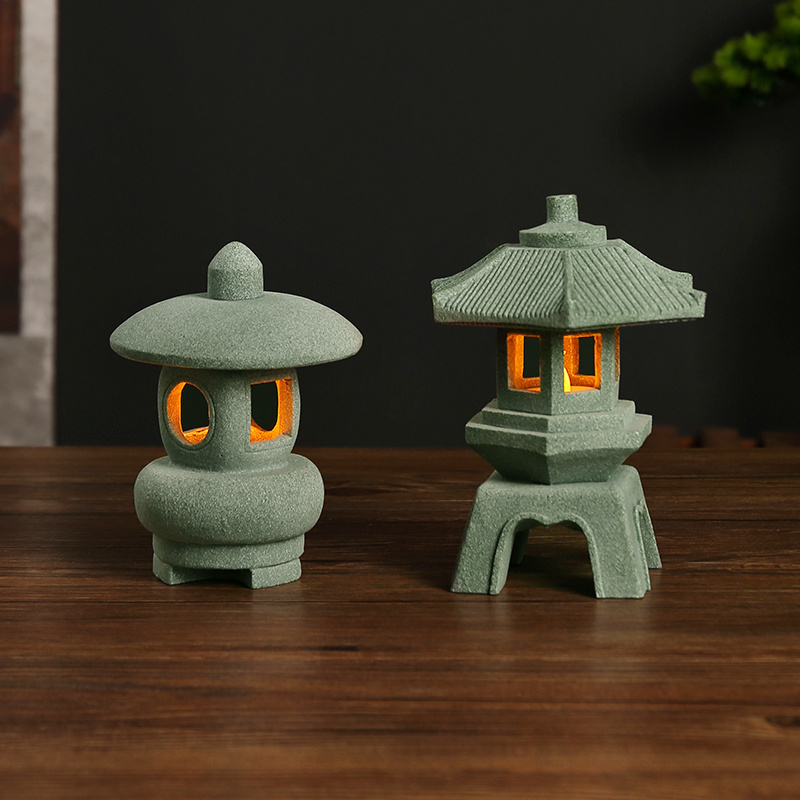 青砂石中式石h灯笼微景观创意盆景摆件小石灯茶桌鱼缸造景装饰摆
