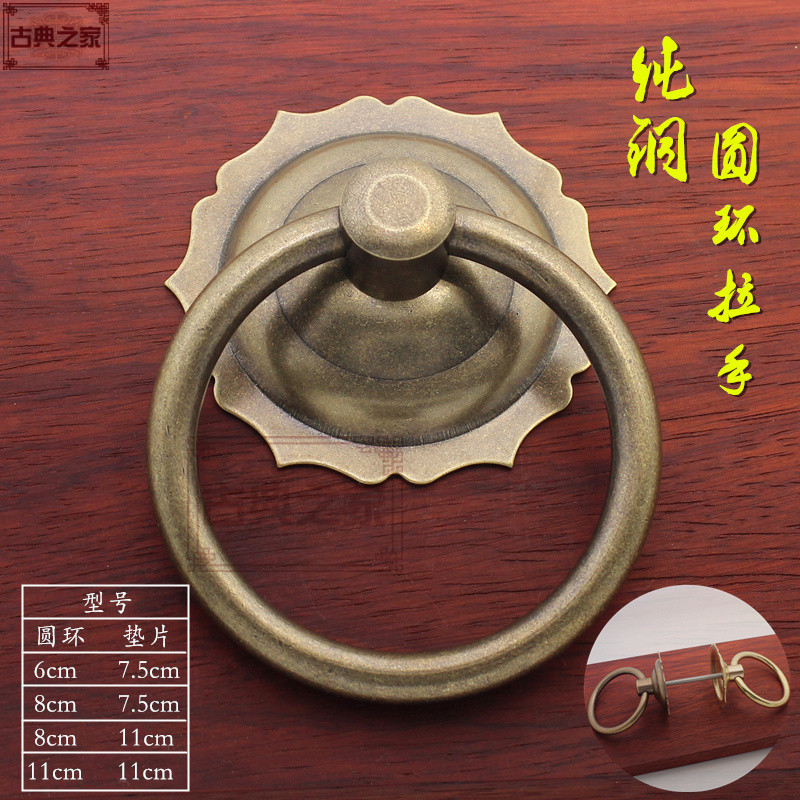 大门拉环仿古纯铜圆环拉手对开大门铜K环玻璃门对装门环铜拉手