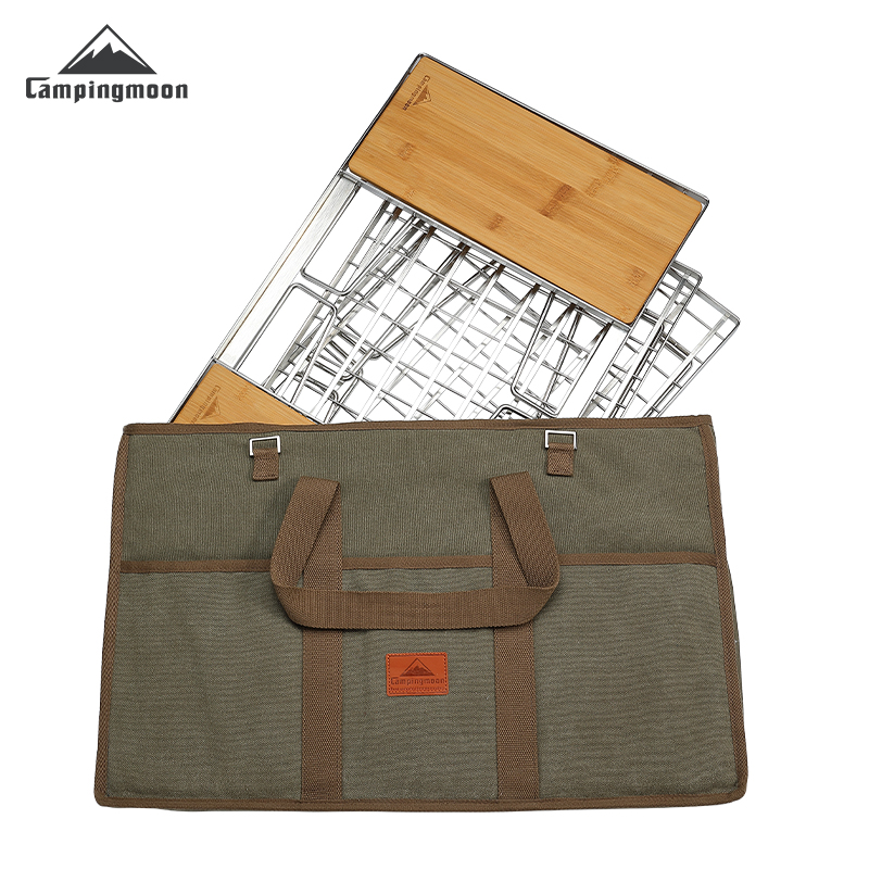 柯曼户外茶桌自驾折叠置物简易不锈钢竹木一单元S炉具厨具烧烤桌