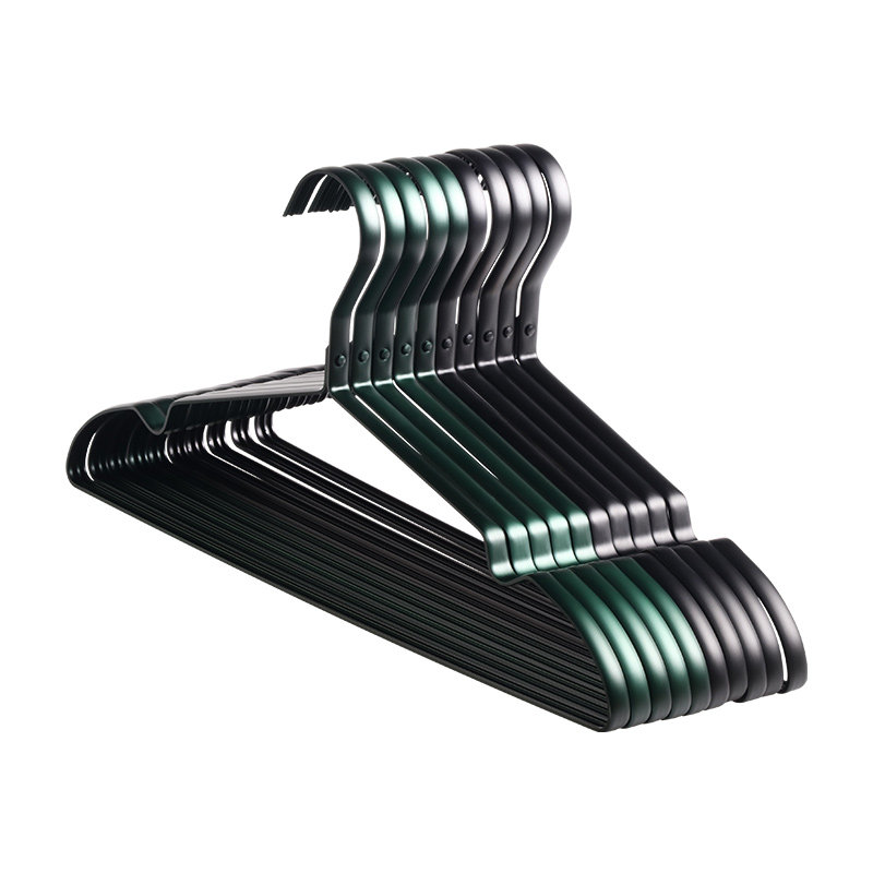 新款墨绿色太空铝合金衣架防滑衣架无F痕晒衣架撑不锈钢晾衣架衣