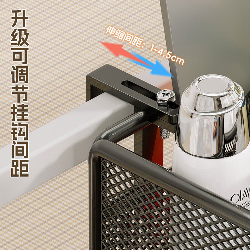 工位屏风免打孔悬挂挂篮置物架多功能办公用品J收纳篮悬挂式抽取