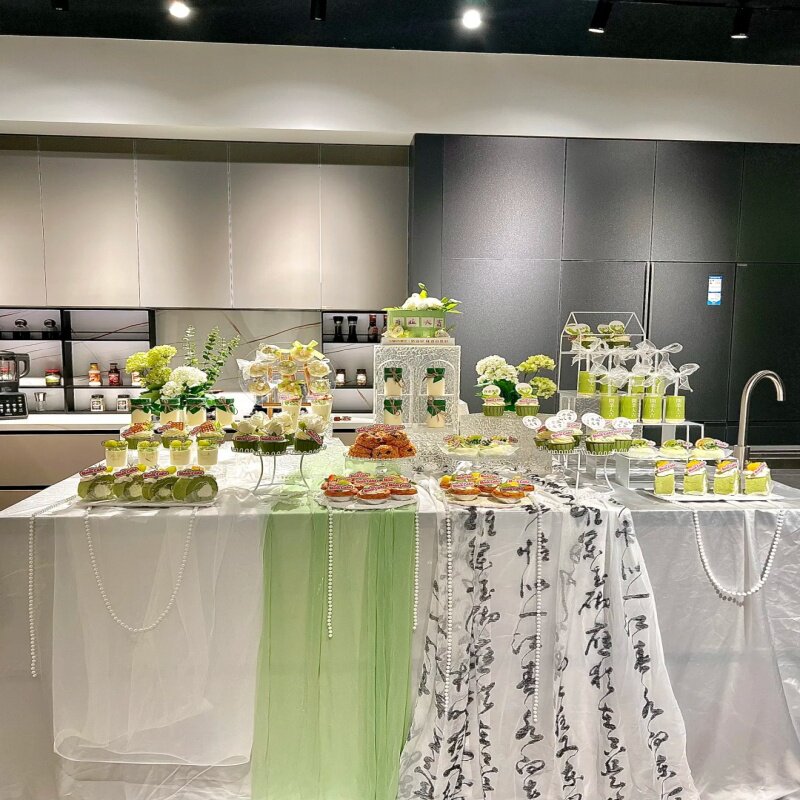 新中式森系甜品台装饰沙龙场景布置桌旗氛围感婚礼生日装饰桌布