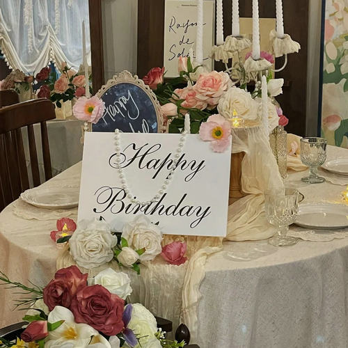饭店包厢生日装饰场景布置摆件装饰生日快乐桌牌加厚kt板摆件字牌
