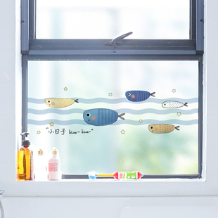 浴室窗户贴膜防走光玻璃贴纸卫生间横向型遮挡膜静电磨砂窗花装饰