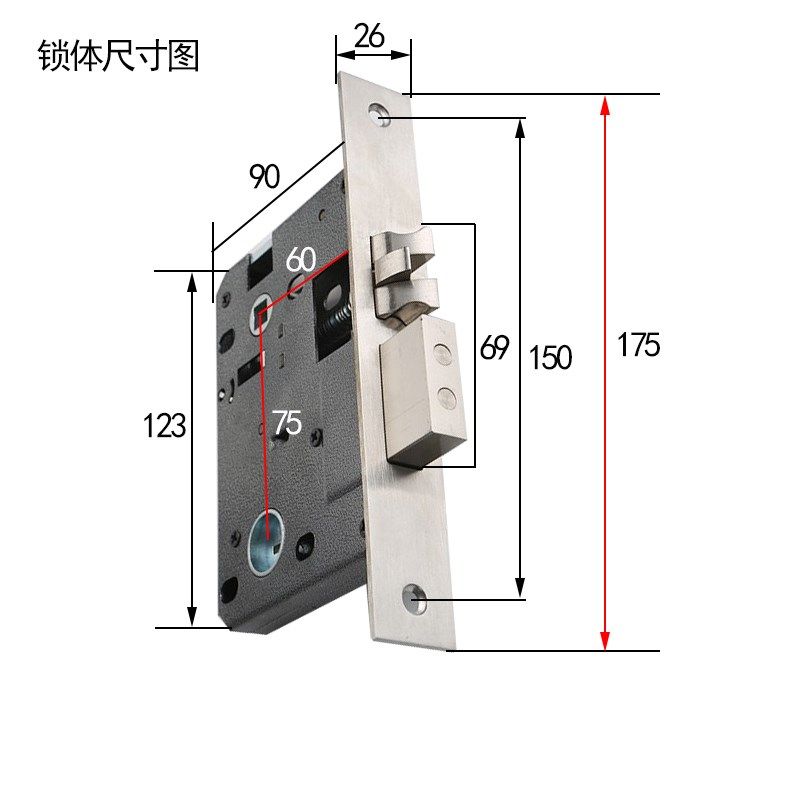 入户门锁体锁芯德利豪华大门锁户外门锁双舌锁体木门锁配件别墅锁