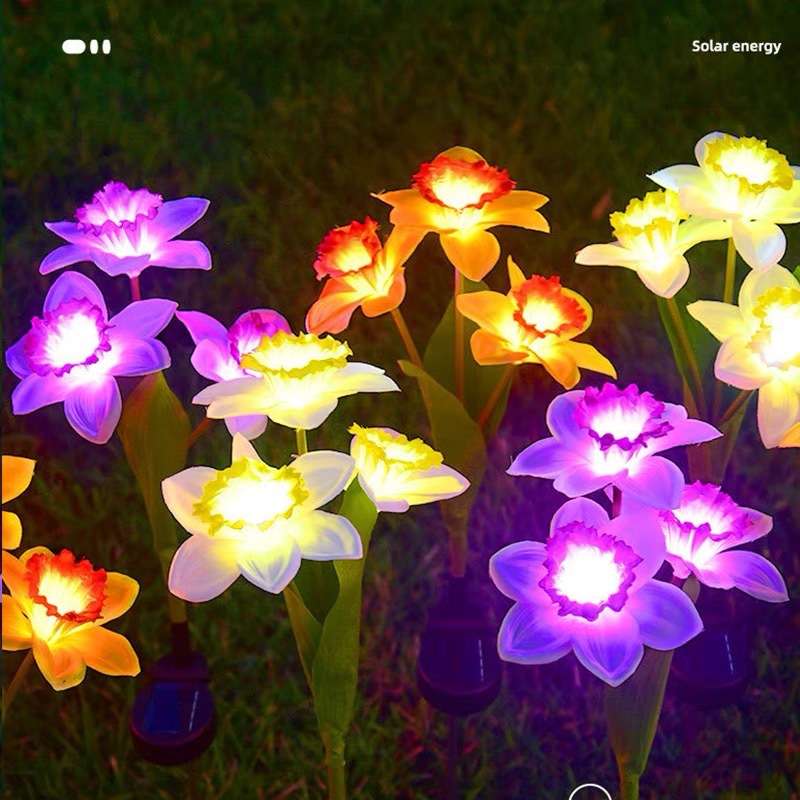 LED太阳能户外防水仿真水仙花草坪地插灯别墅庭院花园公园景观灯