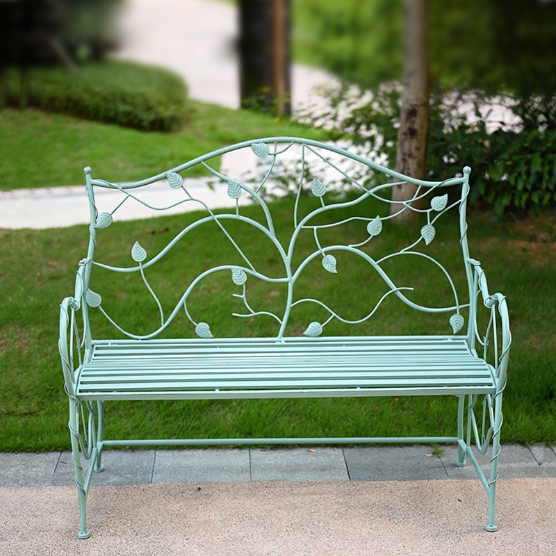 欧式铁艺休闲长椅阳台双人椅花园别墅单人靠背椅户外长桌防水防锈