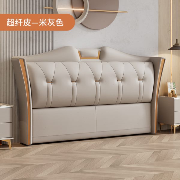 2023新款轻奢床头板软包高端科技布皮靠背板实木简约现代床头单买