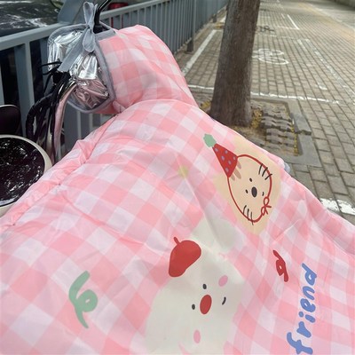 电动车挡风被冬季加绒加厚防水粉色雅迪爱玛通用防风罩