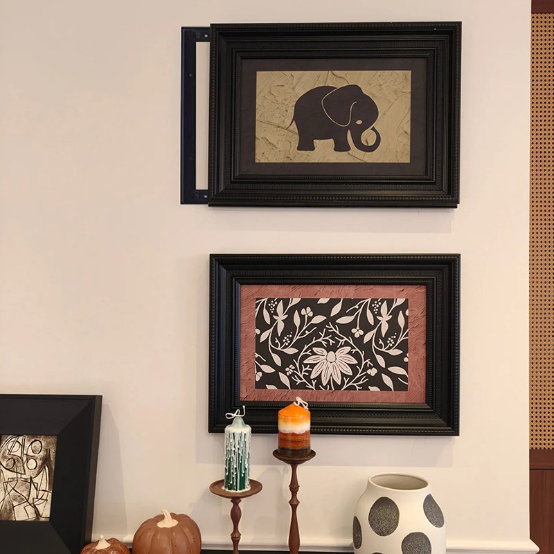 高级感复古小众推拉电表箱装饰画法式中古风配电箱画遮挡开关壁画