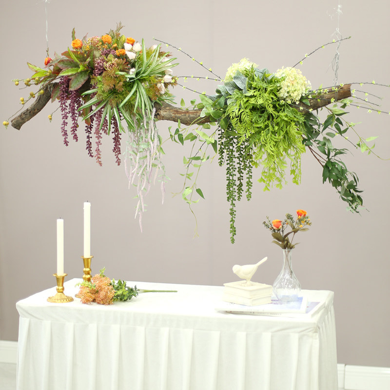 仿真蕨类植物树木吊花室内装饰植物吊顶垂挂设计绿植餐厅酒店布置