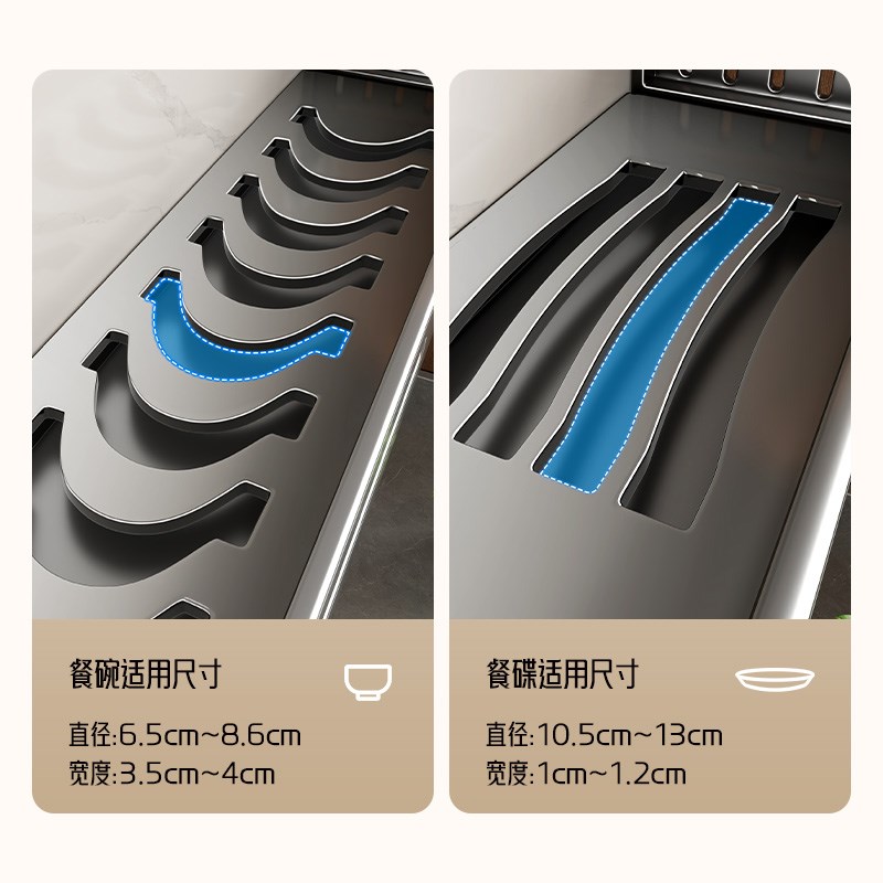不锈钢吸盘沥水架厨房碗架免打孔墙上壁挂碗碟收纳架碗盘置物架