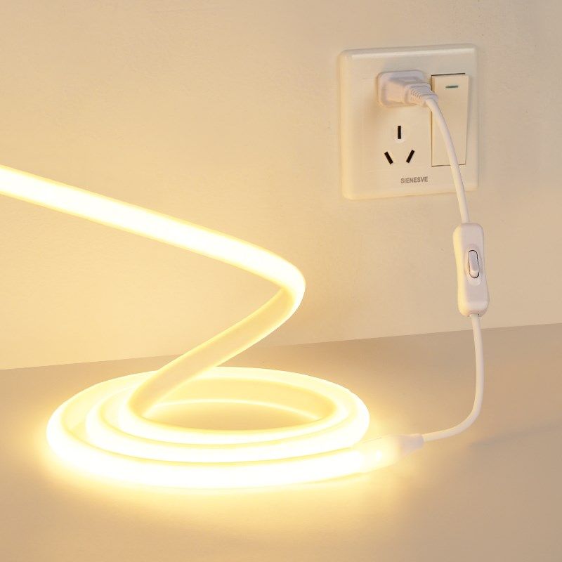 110v伏灯带自粘CO插电款带开关卧室床头长条超亮氛围软灯条