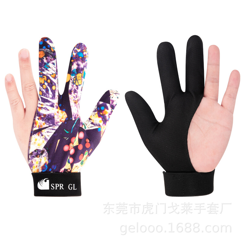 高弹力防滑耐磨透气三指全指台球手套 司诺克手套桌球手套批发