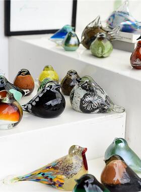 每周一三五点上新/北欧风格彩色玻璃鸟鱼摆件琉璃工艺品