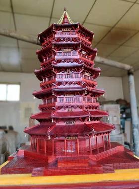 手工应县木塔模型摆件木质工艺品软装装饰品家居客厅办公室摆件