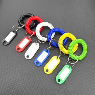 手腕弹簧圈彩色钥匙圈弹簧钥匙圈环防丢手环澡堂浴室塑料标记牌
