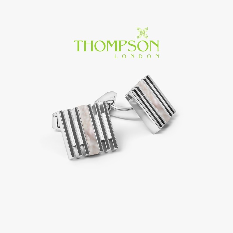 英国 Thompson男士条纹珍珠贝母袖扣轻奢西装袖钉衬衫袖口扣