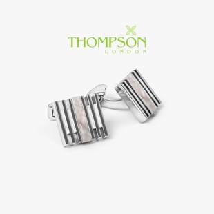 英国 Thompson男士条纹珍珠贝母袖扣轻奢西装袖钉衬衫袖口扣