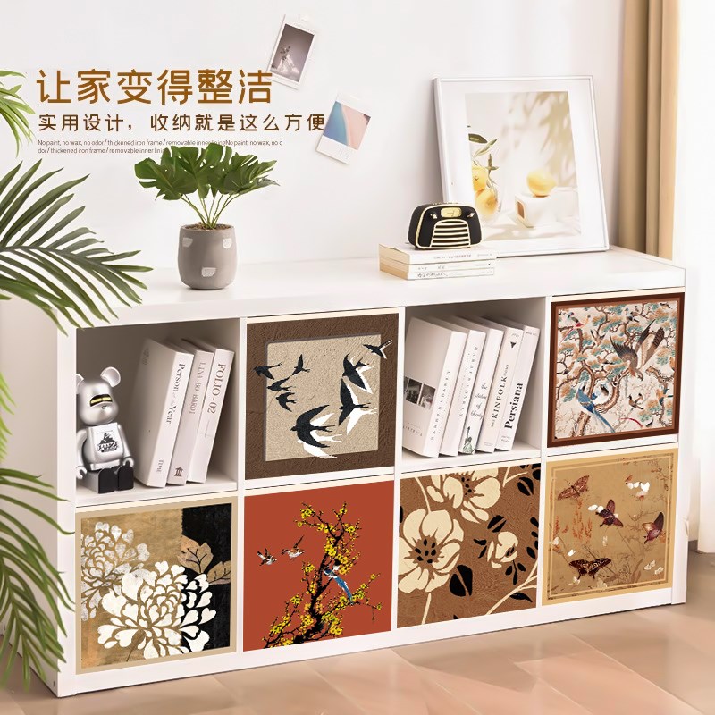 中古风收纳箱202m5新款收纳盒整理盒卡莱克格子柜非藤编布艺收纳