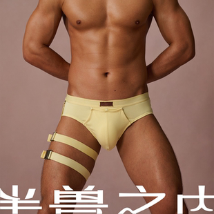 半兽之内半兽之内夜权执章性感男士内裤绑带设计三角裤抗菌中腰棉