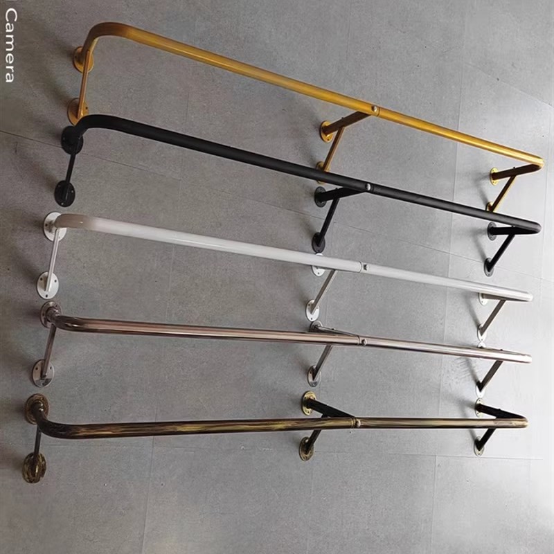 晾衣杆固定式侧墙晾衣架壁挂式挂衣杆室内简易不锈钢支架衣帽架