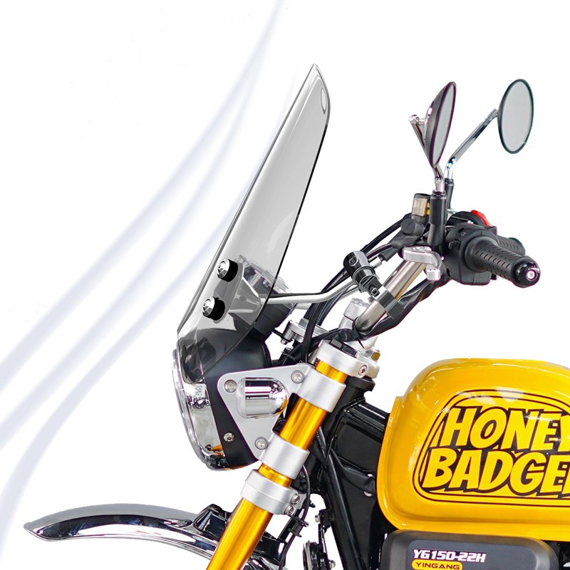 适用于银钢蜜獾鲸前挡风玻璃复古太子透明护胸风挡改装配件