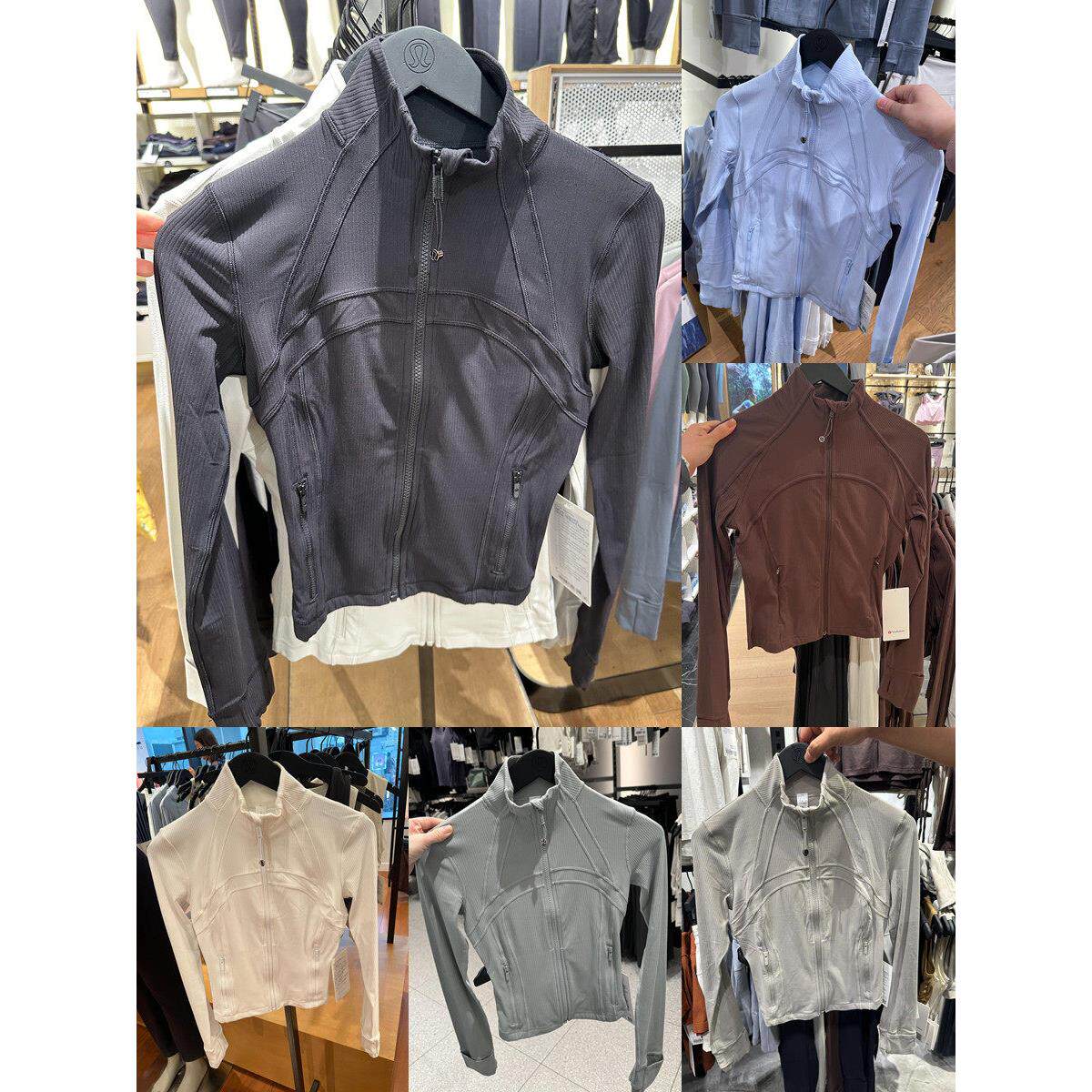 lululemon/露露乐蒙瑜伽外套螺纹修身Define系列短款立领防晒上衣