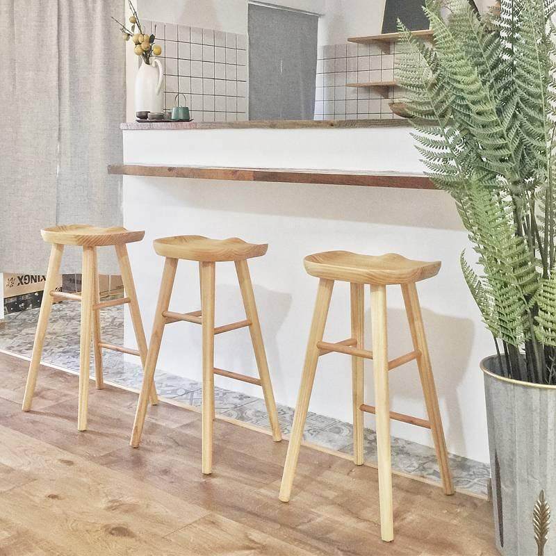 现代简约高脚凳全实木弧形座椅脚塌高脚凳咖啡主题餐厅甜品店吧椅,住宅家具,家用高脚椅,淘宝优惠券,粉丝福利购,淘宝优惠卷