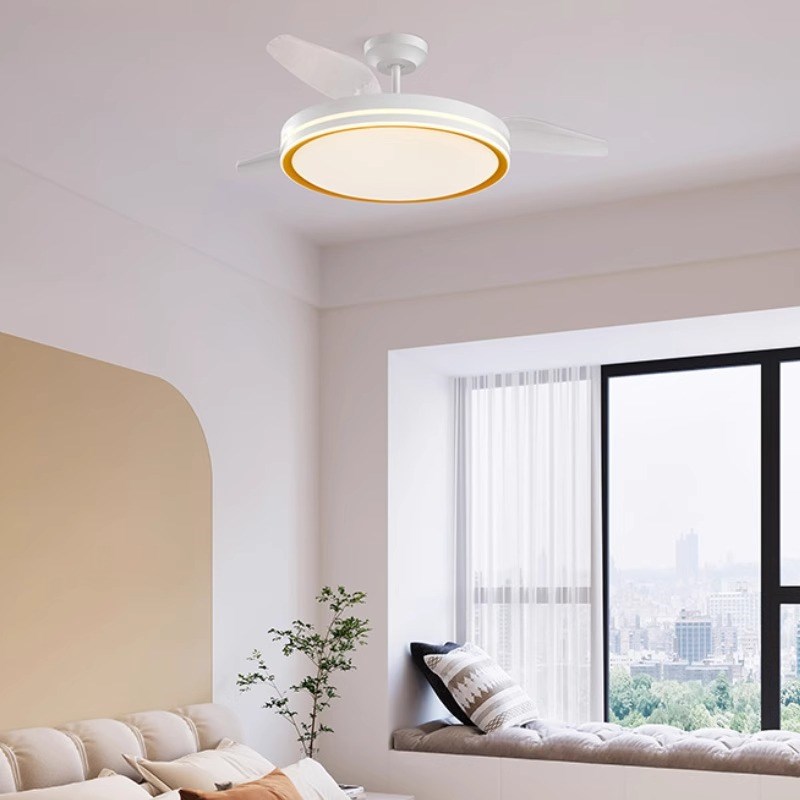 金色风扇灯吊扇灯家用客厅卧室餐厅一体无叶吸顶电风扇灯