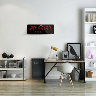 电子时钟挂钟 万年历家用电子钟表挂墙时钟2158 客厅创意数码