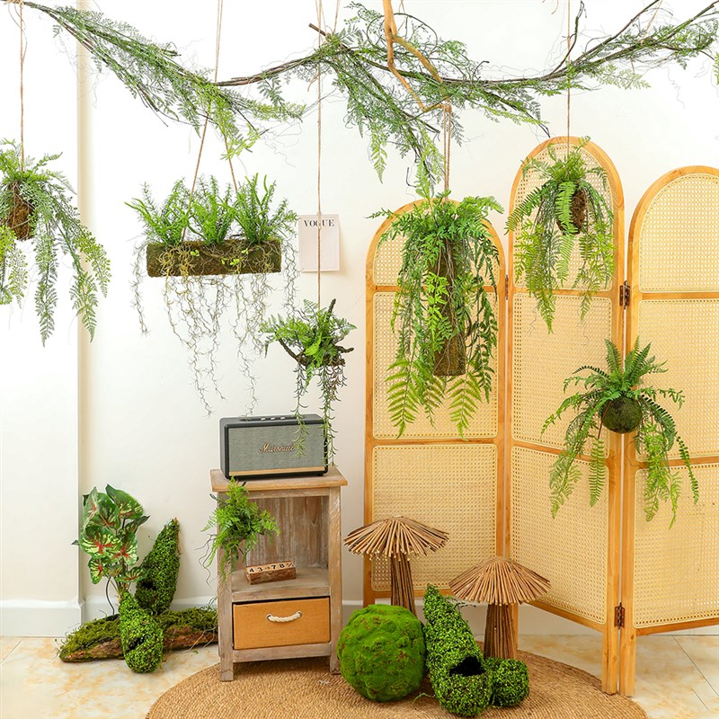 仿真蕨类悬挂绿植吊兰壁挂垂吊植物室内客厅墙面装饰假花藤条摆件