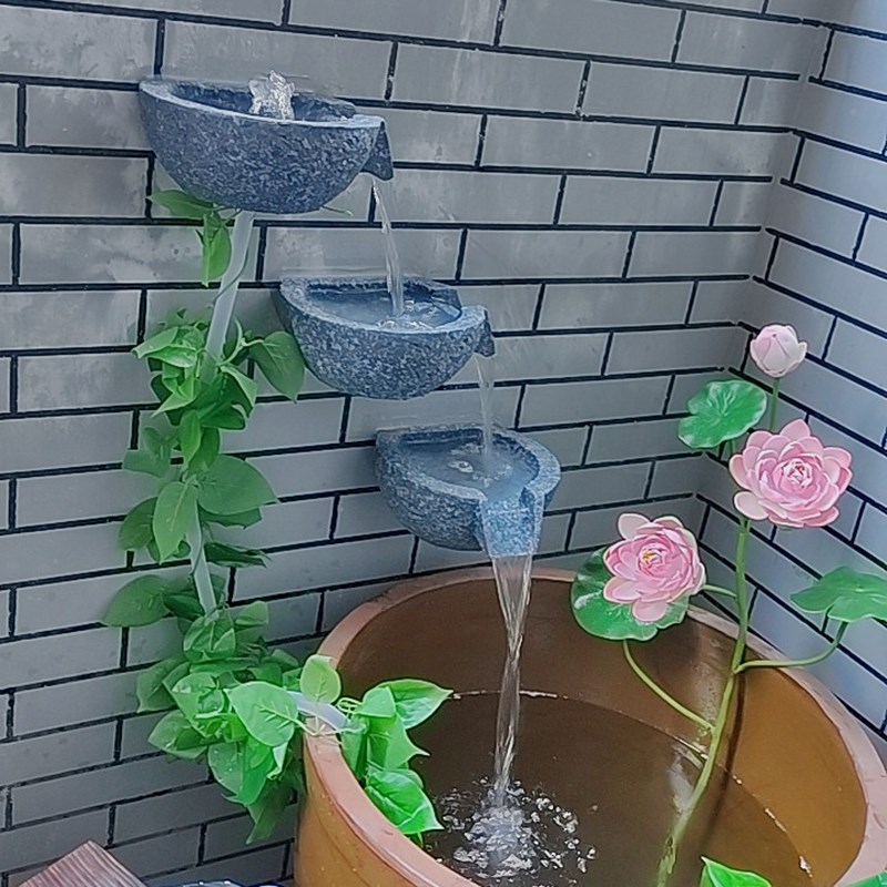 水幕墙流水墙树脂挂墙流水盆平口罐循环流水景观DIY组合造景摆件