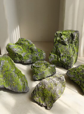 仿真青苔泡沫石头造景室内园林庭院假山布置橱窗装饰假石头道具