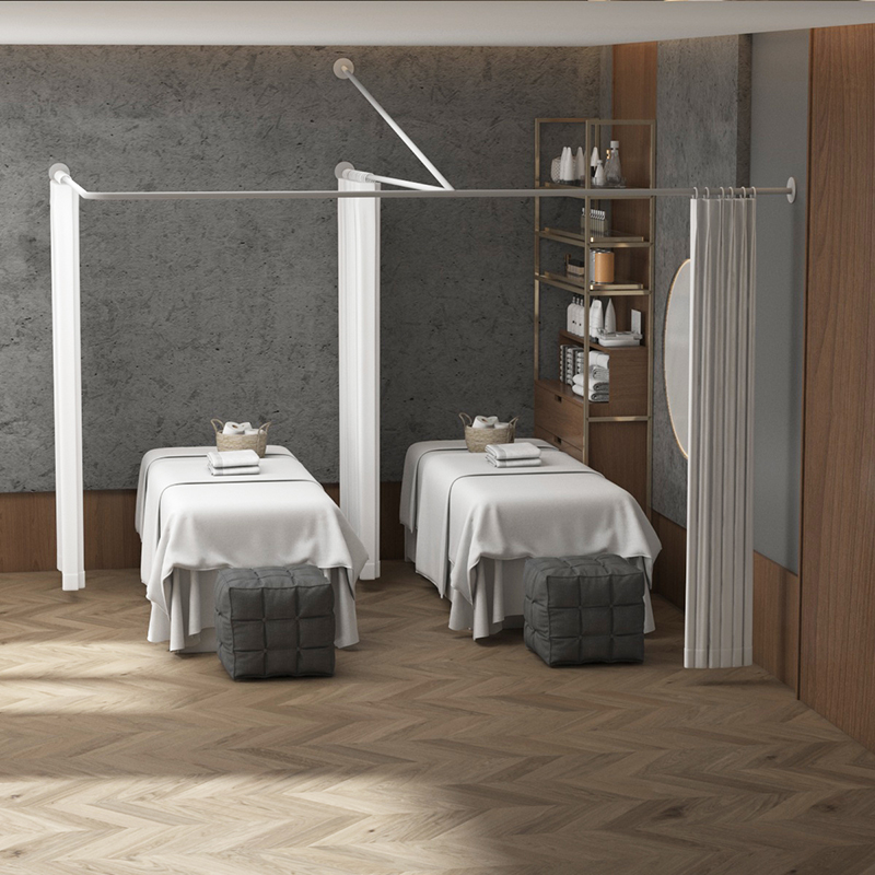 美容院专用隔断帘理疗床全包围支撑架窗帘杆窗帘纱透光不透人F型